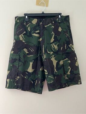 Burnside Men’s Camo Cargo Shorts Size 34 Green Military Utility